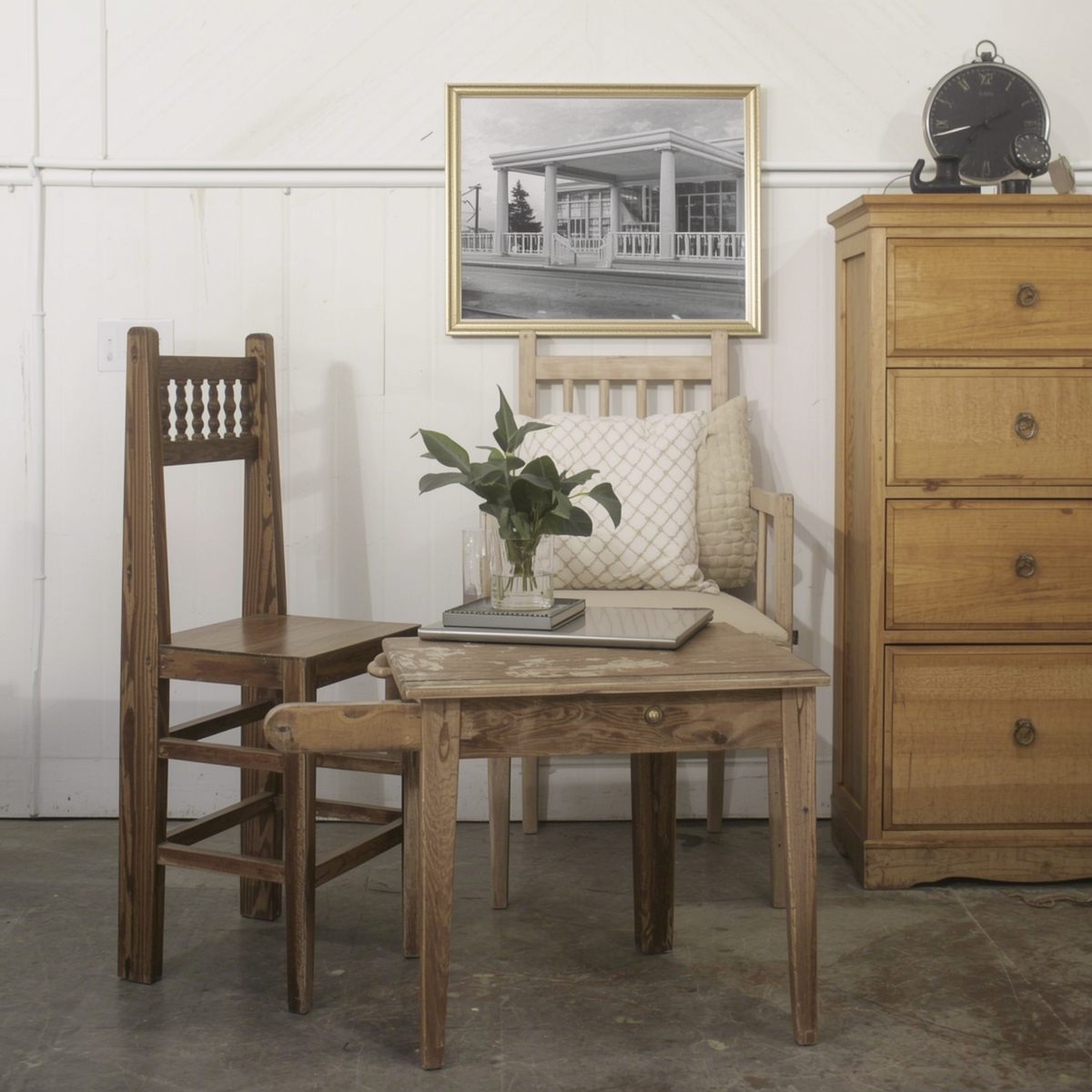 Technician assembling a custom timber chair